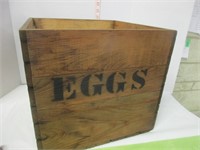 OLD WOODEN CRATE MARKED EGGS