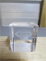 3D Laser Etched Crystal Glass Cube Diamond