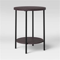 Wood and Metal Round End Table Espresso   Room