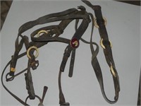 Vintage Bridle w/Horse Head Rosettes