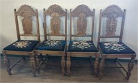 Four oak chairs needlepoint seats