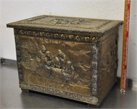 Brass clad wood box, 20x13.5x15