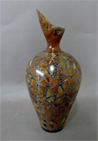 Hand Carved and Inlay Burled Wood Vase