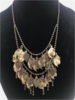 Vintage metal leaf necklace