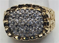 14KT YELLOW GOLD .50CTS DIAMOND NUGGET STYLE RING