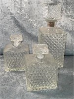 (G) Vintage Glass Decanters , Square, Diamond