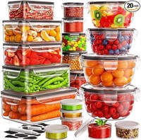 40 PCS (20 Lids &20 Containers) Food Storage