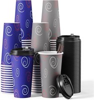 [100 Pack] 20 oz Paper Coffee Cups, Disposable