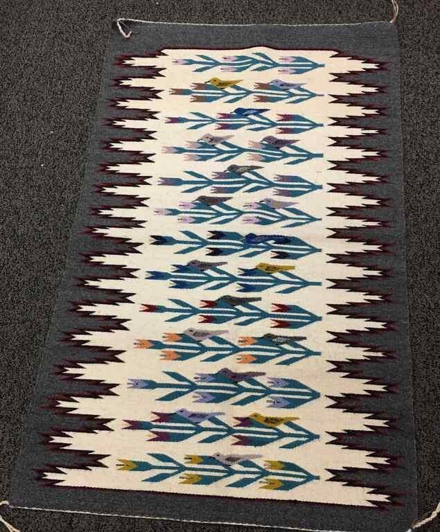 Southwest Woven Rug With Bird Design