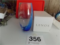 Lenox crystal blue wave vase