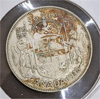 1948 Canadian Silver 50-Cent Half Dollar Coin