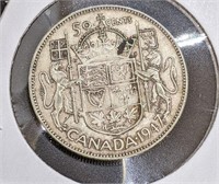 1947 ML Canadian Silver 50-Cent Half Dollar Coin