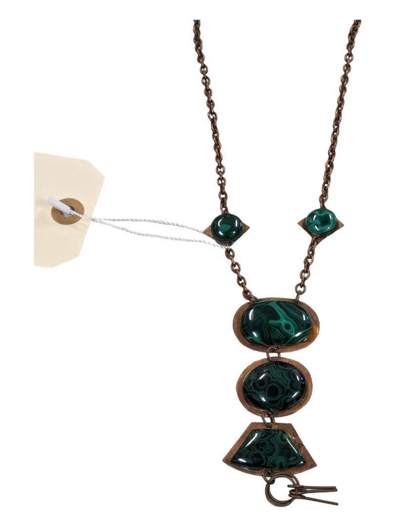 Vintage Malachite Necklace with Copper Accents