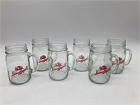 Set of 6 Leienkugel’s mason jar glass mugs