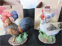 Porcelain Rooster & Hen w/boxes