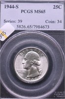 1944 S PCGS MS65 WASHINGTON QUARTER