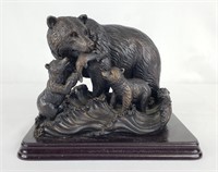 Bear & Cubs Fishing Figurine