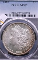 1885 PCGS MS62 MORGAN DOLLAR