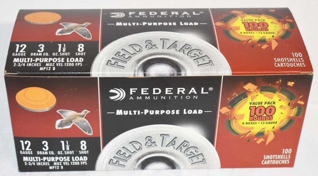 100 FEDERAL MULTI-PURPOSE LOAD 12GA SHOTSHELLS