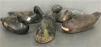 5 vintage duck decoys (some as seen - paint loss,