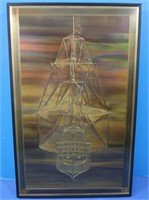 Vintage Copper Ship-Dutch Gouda 1665-Framed Art