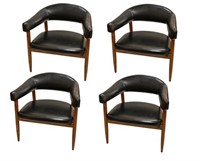 Scandinavian Modern Upholstered Arm Chairs, 4
