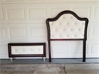 Twin Headboard/Footboard Only, Tufted Ivory Beaded
