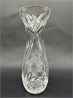 Etched Flower & Cut Crystal Flower Vase