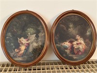 Pair of Oval Victorian Pictures Artwork