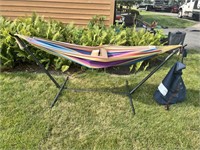 Portable hammock, complete with carrying case.