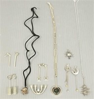 Group of modern design sterling silver jewelry