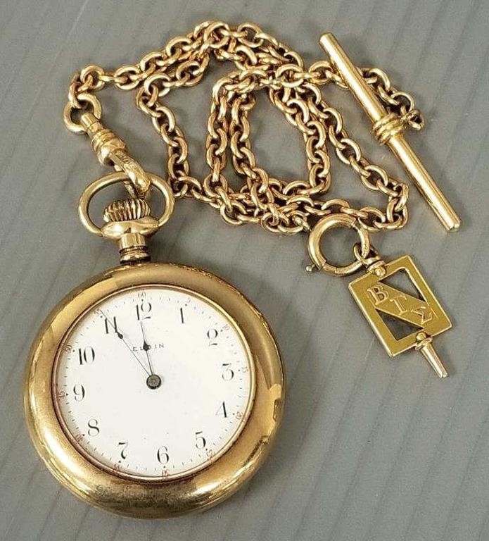 Elgin pocket watch with chain