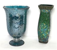 Mosaic Glass Vases- Lot of 2