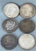 6x  -  Morgan Silver Dollars, See Photos For Dates