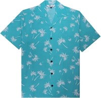 C286  Hawaiian Shirt, 3X-Large, Turquoise