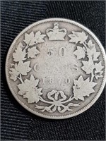 1870 Canadian Silver 50 Cent Coin