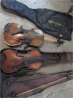 two old fiddles, in rough condition