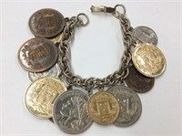 Charm Bracelet With Foreign Coins