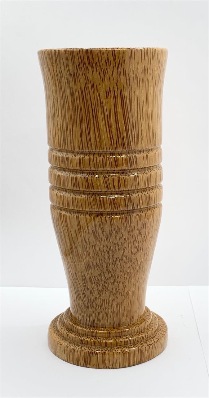 Vintage Handmade Wooden Bamboo Pot