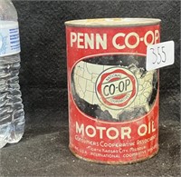 VTG. "PENN CO-OP" MOTOR OIL CAN (FULL)