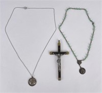Group of Antique Christian Necklaces Cross