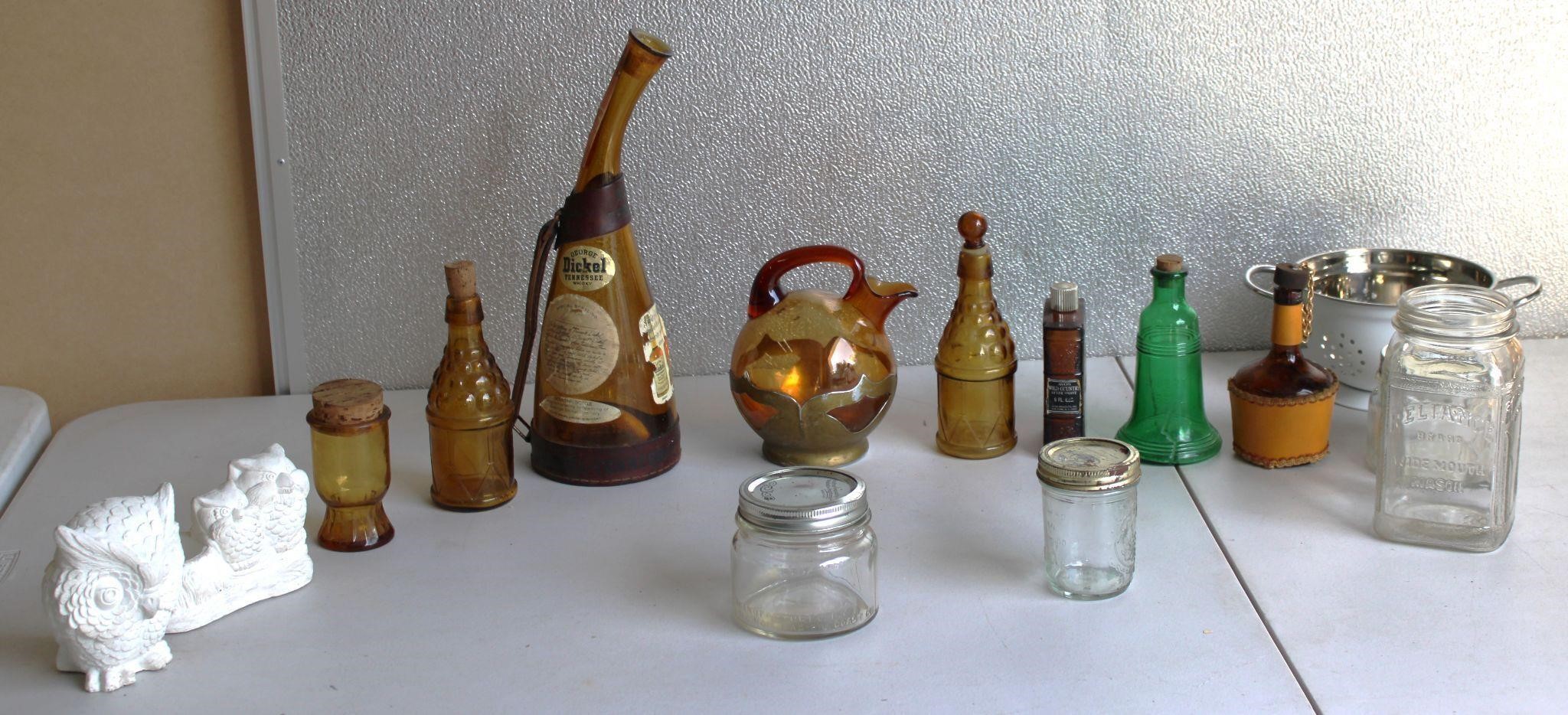 Vintage Bottles Jars & Owls