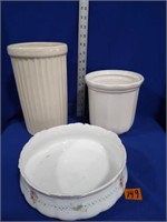 Tall McCoy pottery vase Austria china bowl
