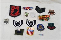 Lot Of Vtg. Military Patches, Medal Ribbons, Pins