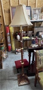 Ornate Floor Lamp with Silk Shade