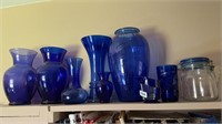 Cobalt items on shelf