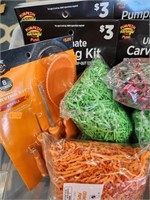 Pumpkin carving kits, crinkle paper, Pumpkin