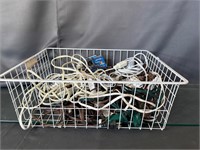 Basket With Assorted Cords, Extension Cords