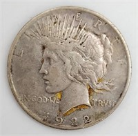 (JJ) 1922 D Silver Peace Dollar Coin