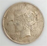 (JJ) 1922 Silver Peace Dollar Coin